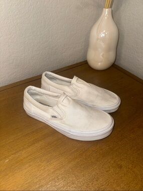 Vans Men's Slip-On Canvas Sneakers in Off-White